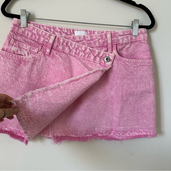 Jonathan Simkhai Cotton Malta Denim Wrap Mini Skirt in Flamingo Pink Size 28 - Picture 5 of 10